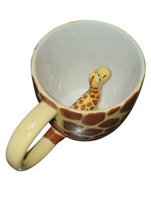 Pier 1 Imports Giraffe surprise mug hand painted 3D ceramic-image