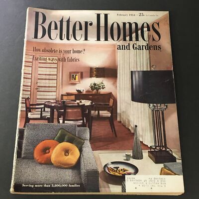 VTG Better Homes & Gardens Magazine February 1954 Exciting Ways With Fabrics-image