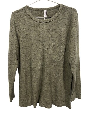 I Love Crewneck Pullover Sweater Womens Large Long Sleeve Olive Green Cozy Knit-image