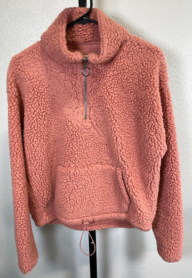 SO Cozy Softest Sherpa Pullover Quarter Zip Faux Fur Womens Size Large-image