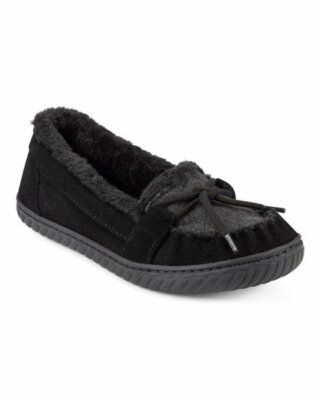 EARTH ORIGINS Women's YUKON YANA Cozy House Slippers BLACK Suede    7 M  NIB-image