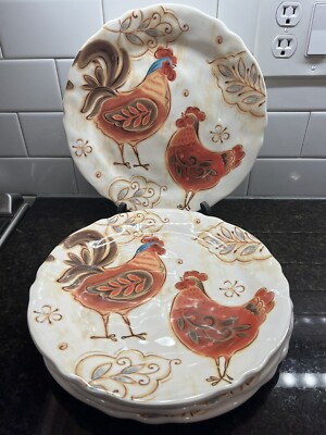 Pier 1 Imports Gallo Rooster Dinner Plates 11” Set Of 4 Retired-image