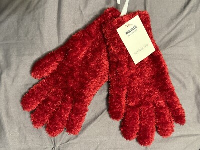 Liz Claiborne Women’s Warmth & Cozy Comfort Feather Knit Scarlet Red Gloves -image