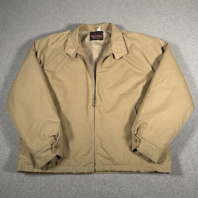 Vintage West Wind Sportswear Beige Lined Full Zip Jacket USA Made Sz 50 XXL 2XL-image