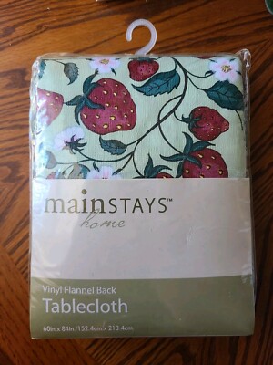 Vintage Mainstays Home Vinyl Tablecloth Strawberry Cottage Core Picnic Fruit red-image