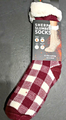 NWT Heat Trendz Sherpa Slumber Socks - One Size Fits All Unisex /maroon ￼-image