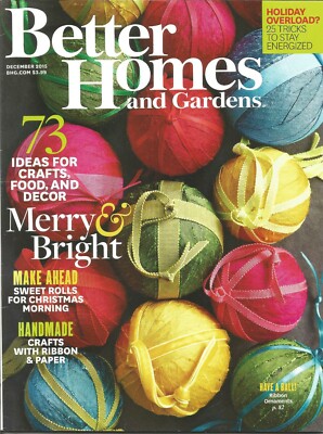 Better Homes and Gardens Magazine December 2015 Christmas Crafts Food Decor-image