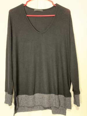 Womens Gibson Black Cozy Fleece Tunic Top New Sz Small Long Sleeve 6243-image