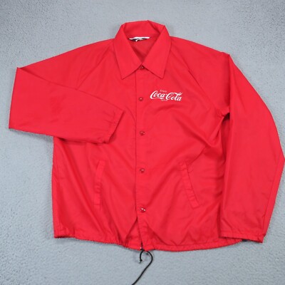 VTG Chalk Line Jacket Mens Large Red 70s Nylon Coaches Wind Rain Coca Cola 1970s-image