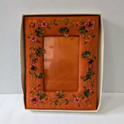 Pier 1 Imports  Picture Frame Satin Beaded & Embroidered  4