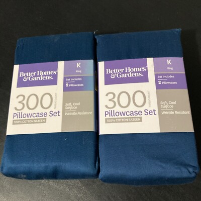 Better Homes & Gardens 4 King 300 Thread Count Pillowcase Set 100% Cotton-image