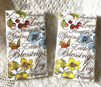 NIP Pier 1 Easter Spring Buffet/Guest Paper Napkins With Floral & Bunny Design-image