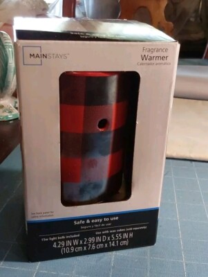 Fragrance Warmer Red And Black Buffalo Check For Wax Cubes-image