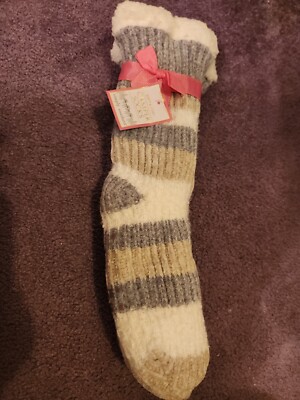 Simply Southern Camper Socks Gra stripe soft & cozy Sherpa Lined 1 Size Fits All-image