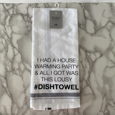 NEW DII Design Imports Dish Towel Black White House Warming Cotton Kitchen 18x28-image