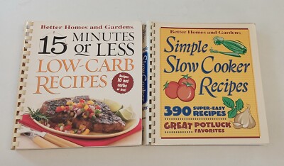 Better Homes & Gardens Cookbook Lot (2) Slow Cooker & 15 Minute Meals LOW CARB-image