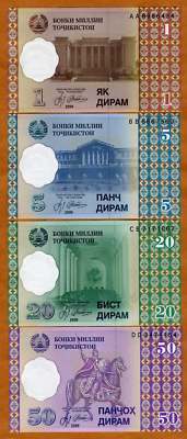 Tajikistan, Complete Fractional SET 1;5;20;50 Diram Picks 10-11-12-13 1999 UNC-image