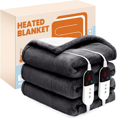 Electric Heated Blanket,Flannel & Sherpa Heated Queen Blanket 84