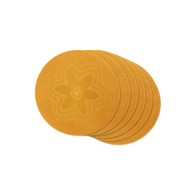 Design Imports Honey Gold Floral Woven Round 6-Pc. Placemats - HONEY GOLD ONE-image
