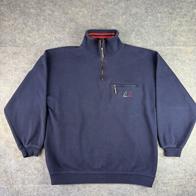 Vtg Wind Yachting Club 1/4 Quarter Zip Sweater Pullover Blue Men’s M Collared-image