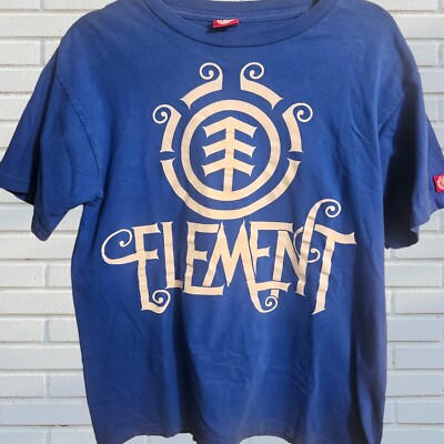 Vintage Element Skateboard Tshirt Y2k Earth Wind Fire Logo Blue Mens M Tshirt-image