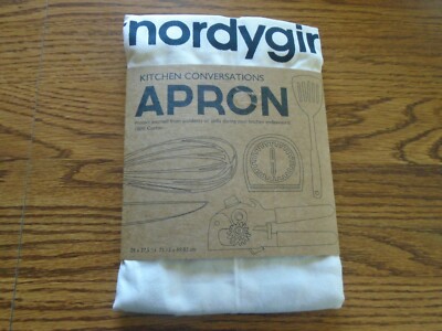 Design Imports Kitchen Conversations nordygirl ivory and black cotton apron NEW-image