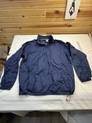 Vintage LL Bean Classic Men Xl Tall Blue Nylon Pullover Mountain Rain Wind Break-image