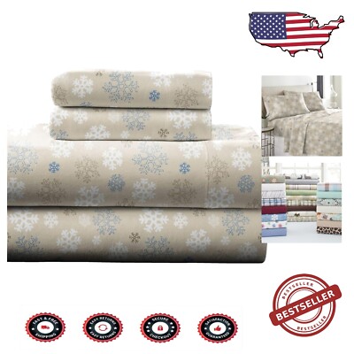 Heavyweight 100% Cotton Flannel Sheet Set California King - Cozy Winter Comfort-image