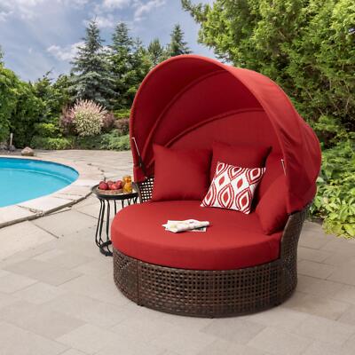 Mainstays Plush Outdoor Daybed Day Bed with Canopy Patio Yard Garden Furniture-image