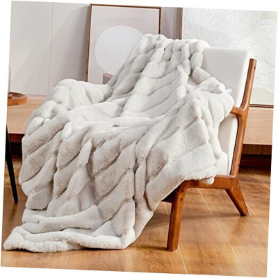 Cozy Bliss Faux Fur Throw Blanket for Couch, Cozy Soft Plush Thick Winter -image