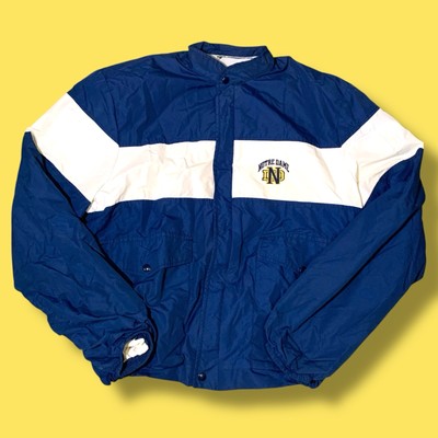 Vintage Champion Notre Dame Fighting Irish Blue Wind Football Jacket Men Size XL-image
