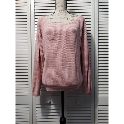 Stargaze Sweater Women's Size Medium Pink Boat Neck Soft Knit Ribbed Cuffs & Hem-image