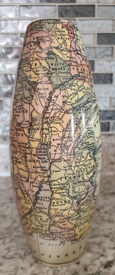 Vintage Porcelain Vase - Map of France - by 3-G Imports - Unique Design-image