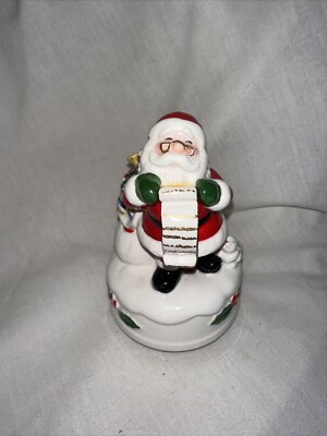 Vintage OTAGIRI  Ceramic Santa With Toy Bag Music Box Santa Claus Is Coming Town-image