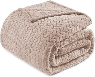 Camel Fleece King Size Blanket for Bed, 90x104 Inches Soft Cozy 3D Decorative...-image