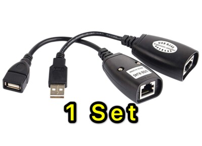 USB Extension Ethernet RJ45 Cat5e/6 Cable LAN Adapter Extender Over Repeater Set-image