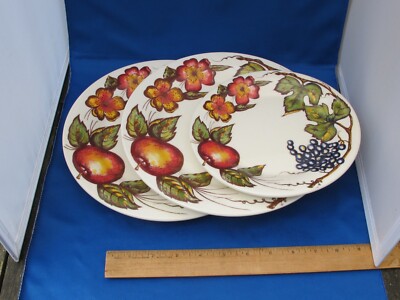 Pier 1 Imports NEW HARVEST Italy Made 2 DINNER PLATES & 1 SALAD PLATE-image