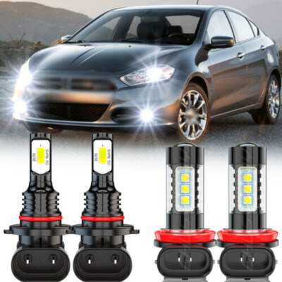 For DODGE DART 2013 2014 2015 LED HEADLIGHT White HIGH LOW BEAM FOG BULBS KIT 4X-image