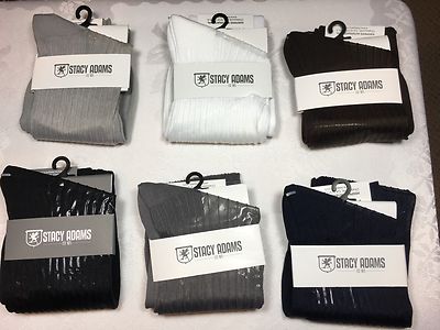 NEW ONE PAIRS  STACY ADAMS  OVER THE CALF SLICk SILKY RIBBED MEN'S DRESS SOCKS-image
