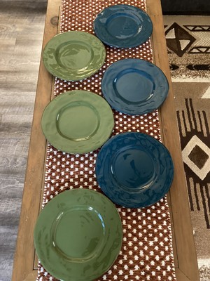 Pier 1 Earthenware, Nuevo Organic Lapis (3) & Pesto (3) Salad/Dessert Plates 9”-image