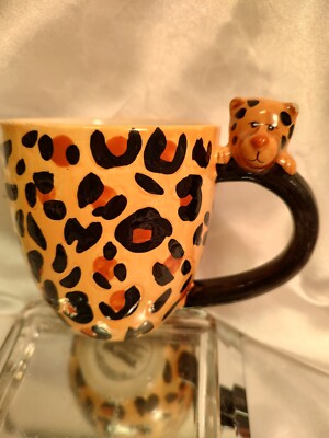 Vintage Pier 1 imports cheetah coffee mug 5