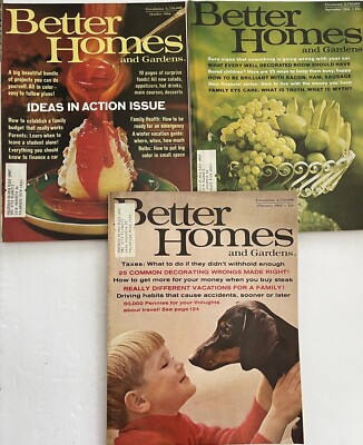 Lot Of 3 Better Homes & Gardens Magazines 1966 Recipes Home Decor Vintage Ads-image