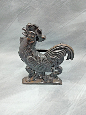 Vintage Cast Iron Rooster Napkin Holder - Elegant Black Design from Taiwan-image