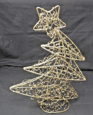 Vintage Handmade Gold Wire Wind Swept Christmas w/Star Figurine 12 1/2