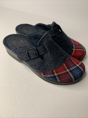 Fly Flot Women's Slipper Slippers Mules Clogs Blue Red Plaid Size 38(7.5)-image