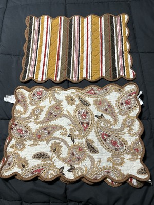 Pier 1 Placemats Set/5 Gold/brown & More Colors Paisley/Striped Design Discontin-image