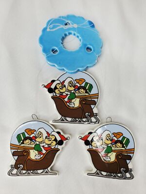 Vintage Porcelain Mickey Mouse Christmas Mini Wind Chime Printed on both sides-image