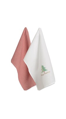 Design Imports DII Red Check & White Merry Christmas Dishtowel (Set of 2)-image