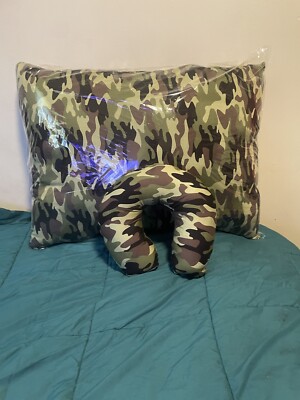 Camouflage Pillow W/ Matching Neck Pillow -image