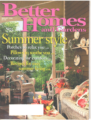 BETTER HOMES & GARDENS Magazine August 1994 Summer Style Porches Pillows Recipes-image
